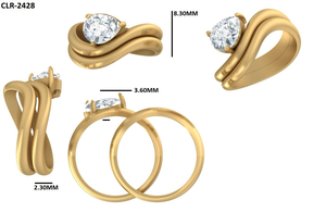 แหวนเพชรทรงลูกแพร์ 1 กะรัต เพชรเพาะเลี้ยงในห้องปฏิบัติการ ดีไซน์รูปคลื่นร่วมสมัย สำหรับผู้หญิง ตัวเรือนทองคำแท้ 14K สีเหลือง - Product Image 6