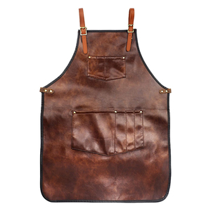 Tablier de travail en cuir véritable unisexe, vente en gros ODM/OEM, taille réglable, plusieurs poches, résistant à l'abrasion, détection des aiguilles - Product Image 1