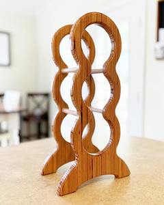 Organizador de bebidas de madera para 3 botellas de vino, ideal para uso en bares domésticos, mantiene las botellas de vino ordenadas sobre las mesas de bar, de la India. - Product Image 4