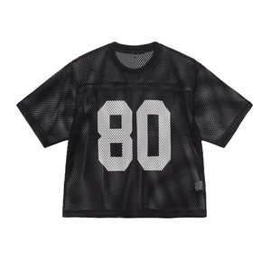 เสื้อฟุตบอลอเมริกันผ้าโพลีเอสเตอร์แบบ100% เสื้อยืดตาข่ายใส่สบายน้ำหนักเบาพิมพ์โลโก้ไว้ด้านหน้างาน OEM ตามสั่ง - Product Image 1