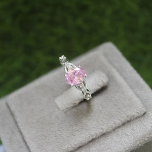 Anillo de Compromiso Vintage de Plata de Ley 925 Chapado en Oro de 18K con Zafiro Rosa de Corte Ovalado Certificado por IGI, Piedra de Nacimiento de Septiembre - Product Image 4