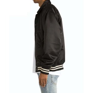 Veste universitaire en satin noir en gros, veste de baseball personnalisée, veste universitaire fine pour hommes - Product Image 4