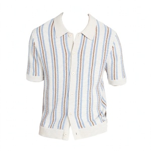 Chemise décontractée pour homme à rayures en tricot 100% coton anti-plis à manches courtes col rabattu été exportée du Bangladesh - Product Image 5
