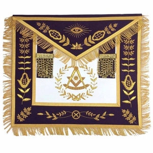 Delantal Masónico Past Master Blue Lodge, Terciopelo Morado Real con Flecos Dorados, Regalia Masónica, Delantal de Ceremonia para Logia - Product Image 6