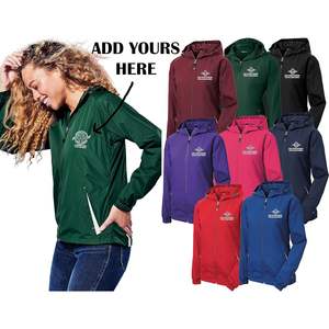 เสื้อแจ็คเก็ตปักโลโก้แบบกำหนดเองสำหรับผู้หญิง รุ่น LST76 สีตัดต่อ ซิปเต็มตัว ดีไซน์กันลม ออกแบบข้อความและสีของคุณเอง - Product Image 1