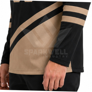 Maillot de hockey sur glace personnalisé pour homme, noir et marron, col en V, manches longues, polyester sublimé anti-humidité, uniforme d'équipe adulte - Product Image 2