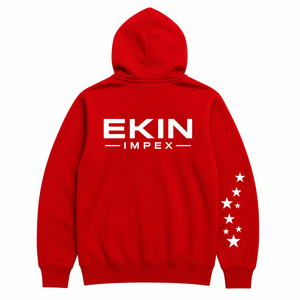 เสื้อฮู้ดซิปสีแดงเรียบแบบกำหนดเอง เสื้อฮู้ดผ้าฟลีซหนานุ่มแบบ unisex เสื้อฮู้ดซิปเต็มตัว เสื้อฮู้ดมีฮู้ดพร้อมโลโก้แบบกำหนดเอง - Product Image 2
