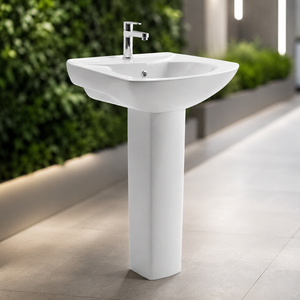 Lavabo sur pied Orbit moderne, écologique, entièrement en céramique cristallisée, usage commercial, garantie 5 ans, bureau, hôpital, appartement - Product Image 5