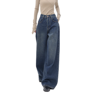 Jeans de Pierna Ancha para Mujer, Cintura Alta, Corte Holgado, Pantalones de Mezclilla, Ropa Casual de Calle, Pantalones de Moda - Product Image 1