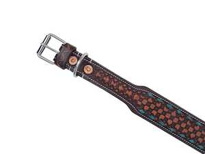 Handmade Western Leather <b>Dog</b> <b>Collar</b> Geometric Pattern Adjustable Buckle Closure Classic Style All Seasons Use - Product Image 4