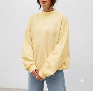 เสื้อสเวตเชิ้ตคอเต่าทรงโอเวอร์ไซส์สำหรับผู้หญิง สีพื้น แขนยาว ผ้าถัก คอตตอน สไตล์ลำลอง สตรีทแวร์ เสื้อตัวบน สไตล์ฤดูใบไม้ร่วง - Product Image 1
