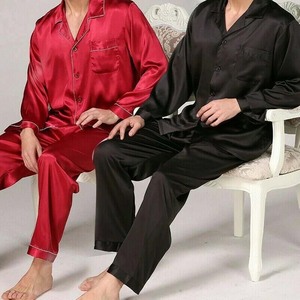 Custom Made Classic Comfort Men's Thermal Satin Sleepwear <b>Suits</b> Mens <b>Pajama</b> Set Silk Sleepwear Soft Satin Nightgown Long Sleeve - Product Image 5