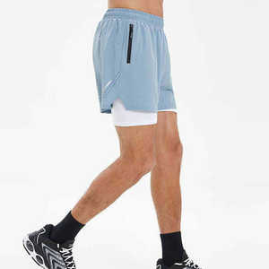 Shorts de sport décontractés 2-en-1 en coton imprimé, anti-plis, avec compression et maille, pour la gym et l'entraînement, vente en gros sur mesure - Product Image 1
