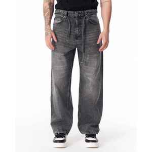 กางเกงยีนส์ผู้ชายทรงตรงสไตล์วินเทจแบบหลวม ระบายอากาศได้ดี คุณภาพสูง ล้างสีแบบ Stone Washed สีซีดจาง ดีไซน์ใหม่ตามสั่ง - Product Image 5