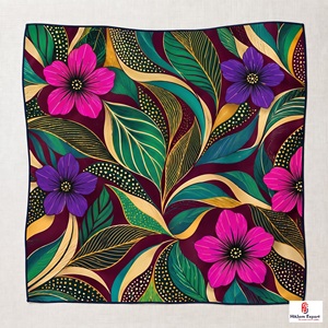 Élégant foulard carré imprimé sur mesure effet soie, léger, fabricant OEM ODM, produits textiles personnalisés Hawaï - Product Image 4