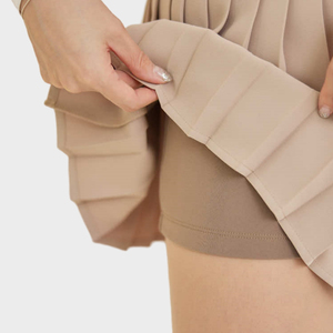 Women's <b>Pleated</b> <b>Skirt</b> with Belt and Pockets Solid Color Casual Summer <b>Mini</b> Natural Waistline Design 100% Cotton - Product Image 6