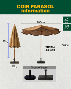 Parasol de plage et de jardin COCO HITECH en fibre de coco naturelle écologique, diamètre 280 cm, fabriqué au Vietnam - Product Image 1