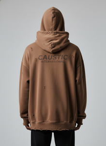 Sudadera con capucha de doble capa OEM Streetwear, estilo vintage, lavado ácido, dobladillo sin rematar, algodón, oversize, hip-hop, personalizada para hombre - Product Image 3