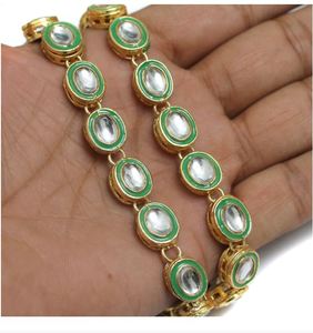 Perle connectrice ovale en alliage plaqué or 18 carats avec cristal Meena Kaari doré, 11x13mm, pour la fabrication de bijoux et composants de colliers, vente en gros - Product Image 1