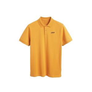 Polo en coton jaune pour homme, manches courtes, couleur unie, coupe classique, logo brodé sur le devant, tissu Oxford respirant - Product Image 1