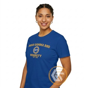 T-shirt de sororité pour femmes GREEK TREASURES Sigma Gamma Rho en jersey 100 % coton, col rond, brodé, respirant, vente en gros - Product Image 1