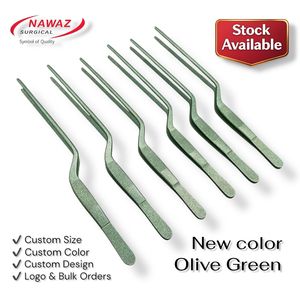 แหนบสแตนเลสเคลือบสีเขียวมะกอก |   แหนบสำหรับเชฟมืออาชีพสำหรับจัดแต่งจานอาหาร |   อุปกรณ์ครัวสีตามสั่ง - Product Image 2