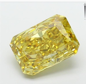 Diamant jaune fantaisie de taille émeraude cultivé en laboratoire, diamant de taille radiant, diamant non monté - Product Image 1