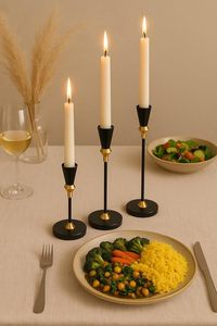 Support de bougie conique finition or, porte-bougie décoratif haut de gamme pour table à manger, décoration de Noël, cadeau élégant pour la maison - Product Image 3