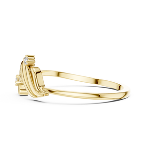 Anillo minimalista apilable con diamante de corte redondo para mujer, banda a juego de oro macizo de 14k, para regalo, compromiso, aniversario, boda - Product Image 3