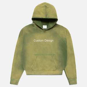 เสื้อแจ็คเก็ตฮู้ดดี้ผ้าฝ้ายเฟรนช์เทอร์รี่เนื้อหนัก 100% ซักแล้ว ล้างสีแบบแอซิดวอช แต่งดีเทลขาดๆ พร้อมปักโลโก้ตามสั่ง - Product Image 1