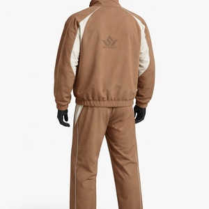 Unisex <b>Brown</b> Tracksuit Set Full Zip Jacket Drawstring <b>Jogger</b> Pants Solid Color Sporty Casual Wear with Side Pockets Autumn - Product Image 4
