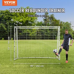 Iron Soccer <b>Rebound</b> Trainer 8x6FT Double-Sided Rebounding <b>Net</b> Goal for Backyard Practicing Sports <b>Football</b> Solo Training Passing - Product Image 2