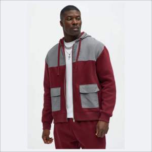 Sweat-shirt en molleton à capuche pour homme avec blocs de couleur et poches, coupe classique, décontracté, pour l'automne - Product Image 5