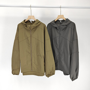 Men's Hooded Windbreaker <b>Jacket</b> <b>Waterproof</b> Zipper Closure Casual Outdoor Wear Gray Polyester Shell Regular Fit Autumn Style - Product Image 3