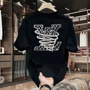 T-shirt pour homme en jersey 100% coton, manches courtes, imprimé lettres sur le devant, streetwear décontracté, haute qualité, personnalisable - Product Image 5