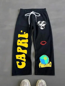 Pantalones Deportivos Negros para Hombre, Talla Grande, Cintura Elástica con Cordón, Estilo Casual, Felpa, Marca Whiteaura International, Modelo Winner Challenge - Product Image 2