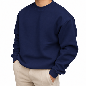 Men's <b>Navy</b> Blue Hooded Pullover <b>Sweatshirt</b> Regular Fit Knitted Cotton Casual Winter OEM Service Eco-Friendly Quick Dry - Product Image 2