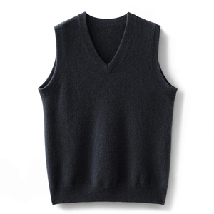 Gilet pull tricoté VIBE SEWN pour homme, col en V, épaules dénudées, rayé, 100 % acrylique, épais, anti-boulochage, respirant, pour l'hiver - Product Image 3