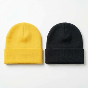 Gorro de Punto Amarillo y Negro para Hombre, Gorro de Invierno con Puño, Unisex, Estilo Urbano, Gorro con Diseño de Calavera, Logotipo Personalizado, Accesorio de Moda al por Mayor - Product Image 2