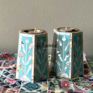 เชิงเทียนฝังมุกทำมือสุดหรู ของตกแต่งบ้าน ของตกแต่งโต๊ะอาหาร โดย Tradebyd - Product Image 1