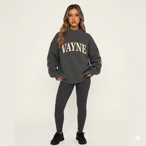 Sudadera de cuello alto para mujer, estilo oversize, de algodón y forro polar, suave y cálida, para otoño e invierno, estilo casual. - Product Image 1