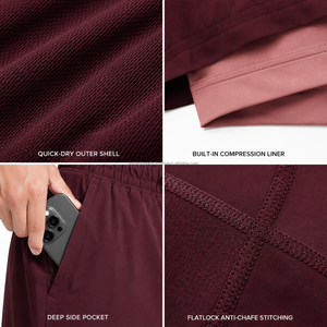 Blank Plain No Logo Double <b>Layer</b> Basketball Shorts Polyester Spandex Blend Spandex Inner Liner Elastic Waistband With Running - Product Image 5