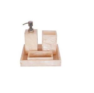 New Arrival Resin <b>Bathroom</b> <b>Accessories</b> <b>Set</b> Soap Glossy Finished Dispenser Tumbler Soap Dish Tray Luxury Hotel Vanity Organizer - Product Image 1