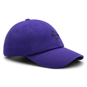 Casquette de baseball violette à 6 panneaux avec logo arc et flèche brodé, unisexe, réglable, en coton, décontractée, pour adulte - Product Image 6