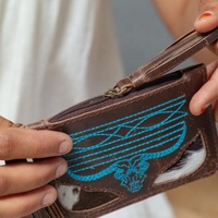 Nouvelle main usiné daim cuir Cowboy point Mini cantine sac à main bracelet Western en cuir véritable bandoulière porte-monnaie pour les femmes