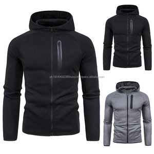 Custom Logo Long Sleeve Polyester Men Breathable Gym <b>Black</b> Hoodie - Product Image 1