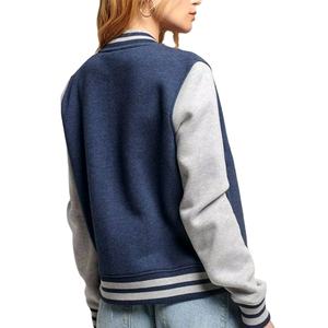 Blouson d'aviateur matelassé en laine basique personnalisé pour femmes veste universitaire de baseball Letterman technique de tricot respirant teint en plaine - Product Image 3