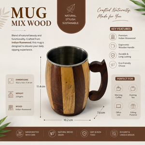 Taza de Café/Té de Madera de Palisandro Indio Hecha a Mano, de Lujo Premium, para Comedor, Cocina, Decoración del Hogar, Regalo, Colección - Product Image 3