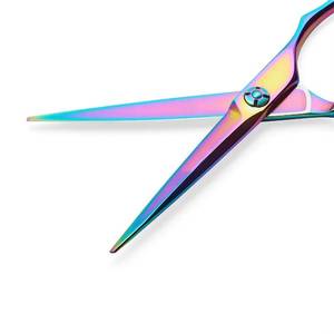 Ensemble de ciseaux à cheveux arc-en-ciel en acier inoxydable, ciseaux à effiler à long manche pour droitiers, usage professionnel en salon - Product Image 4