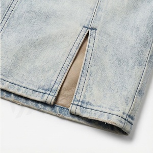 Jupe crayon en jean taille haute pour femme avec fente latérale, style décontracté - Product Image 6